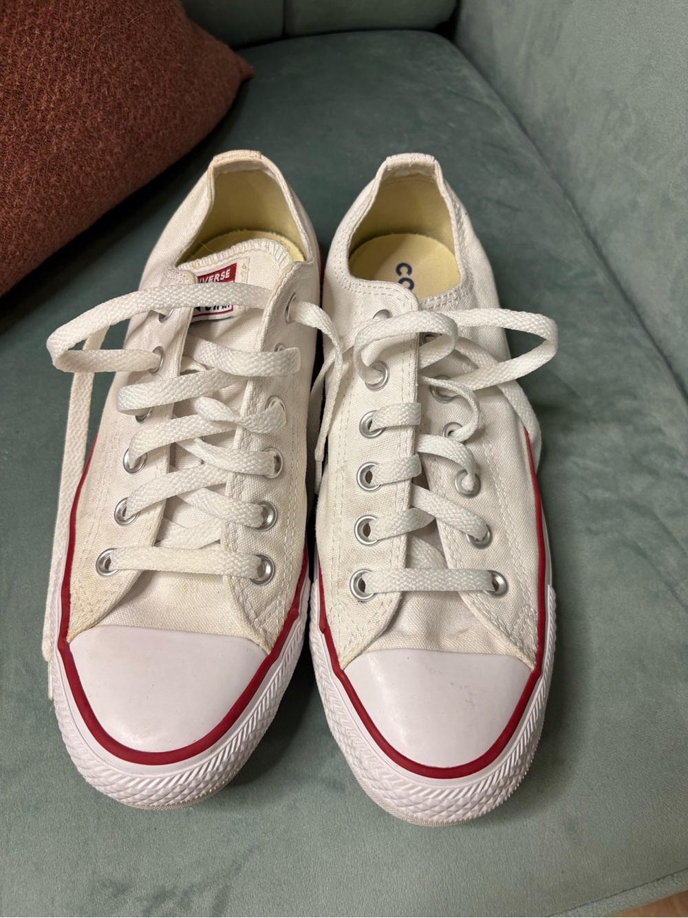 Converse Low-Top Canvas Sneakers in White W Sz 8
